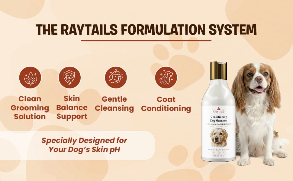 pH balanced veterinary formulated RayTails dog shampoo for itching shedding and odor control