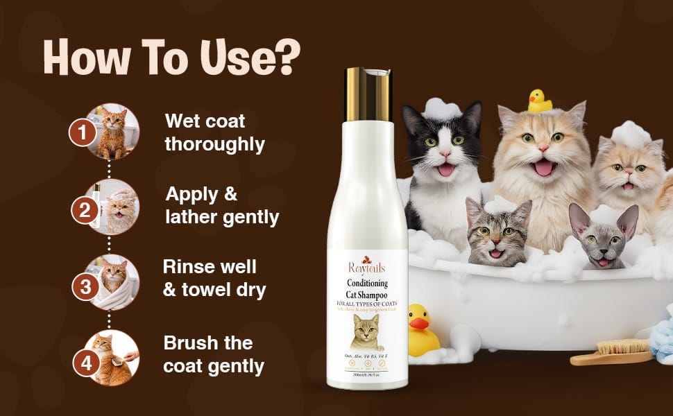 RayTails Cat Shampoo for Itching, Hair Fall, Shedding & Odor Control for Cats & Kittens for dogs & cats | RayTails