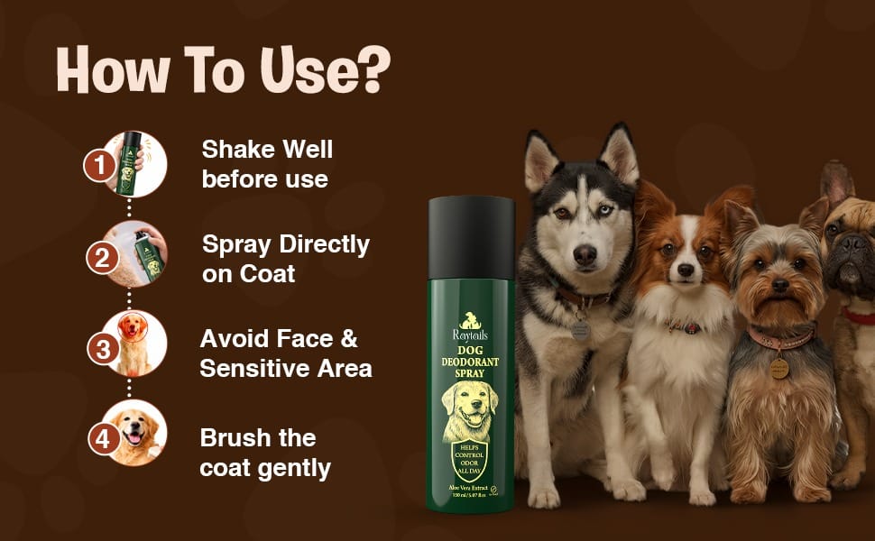 How to use RayTails Dog Deodorant Spray on dogs and puppies