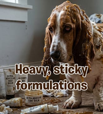 Heavy sticky dog deodorant formulations that leave residue on dog coat