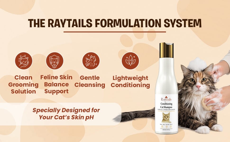RayTails Cat Shampoo for Itching, Hair Fall, Shedding & Odor Control for Cats & Kittens for dogs & cats | RayTails
