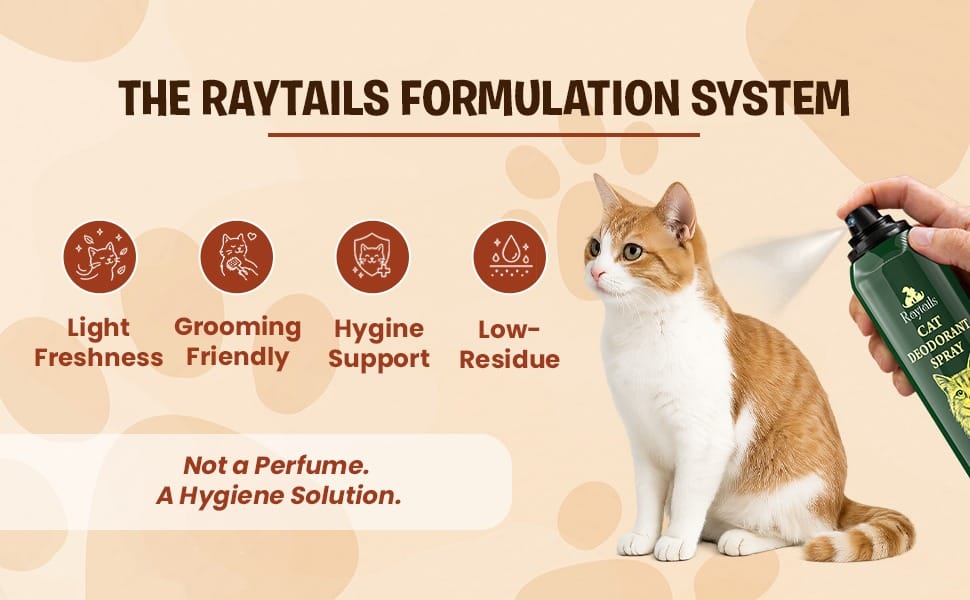 RayTails Cat Deodorant Spray & Pet Perfume for Cats & Kittens | Odor Control & Long-Lasting Freshness | RayTails Cat deodorant formulation system and grooming benefits