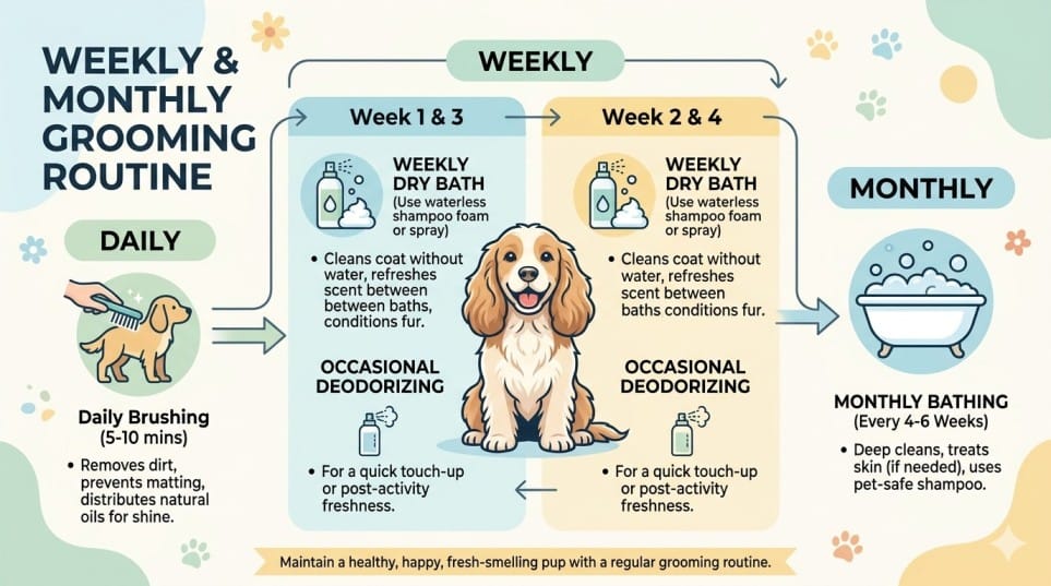 how to keep dog fresh between baths grooming routine