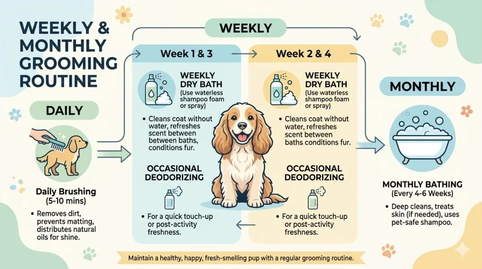 how to keep dog fresh between baths grooming routine