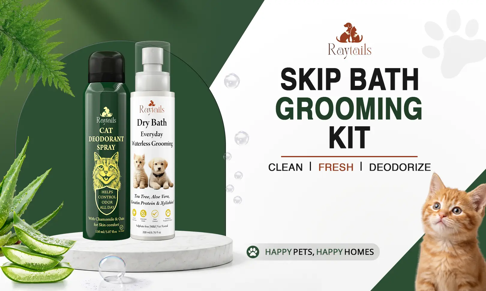 RayTails Waterless Cat Grooming Kit