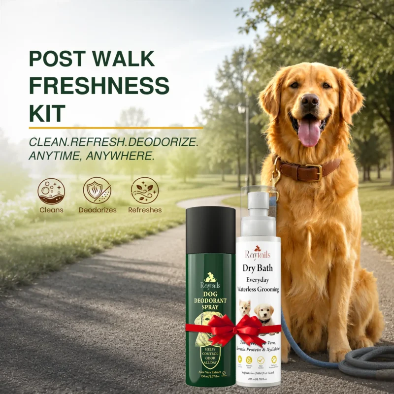 RayTails Post Walk Freshness Kit clean refresh deodorize anytime anywhere for Golden Retriever